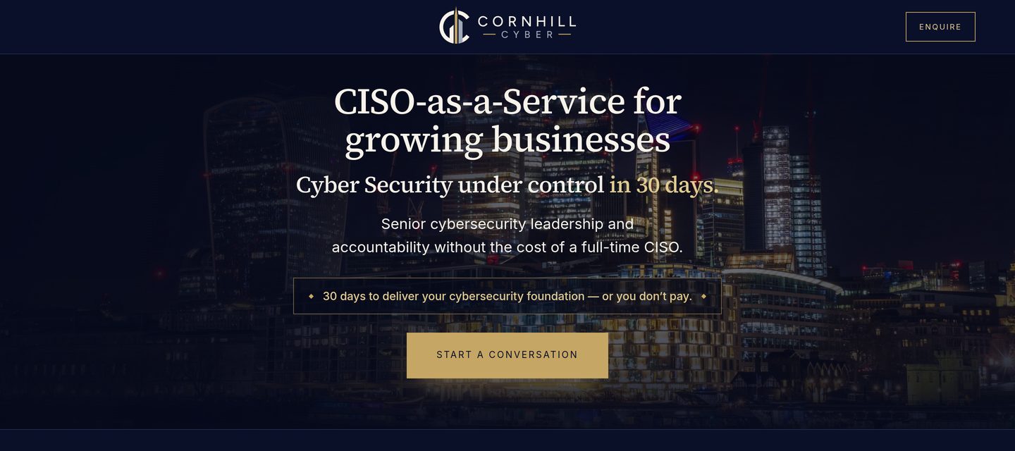 The Cornhill Cyber website